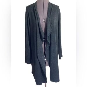 Pure Jill Petite L Waterfall Cardigan Mid-Length Gray